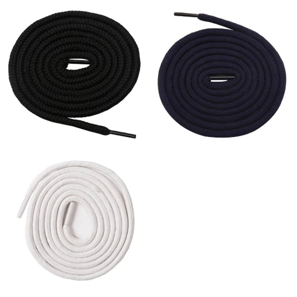 GRAH SANGRAH® 3 Pair (1 Pair Per Single Color) Shoelaces for Hiking Shoes, Walking Sneakers, Climbing, Work Boot, Running, Casual, Sport Shoes (SL-07-20-307) - 120 cm, Black_Navy Blue_White