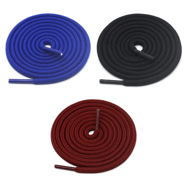 GRAH SANGRAH® 3 Pair (1 Pair Per Single Color) Shoelaces for Hiking Shoes, Walking Sneakers, Climbing, Work Boot, Running, Casual, Sport Shoes (SL-07-28-29) - 120 cm, Black_Blue_Maroon