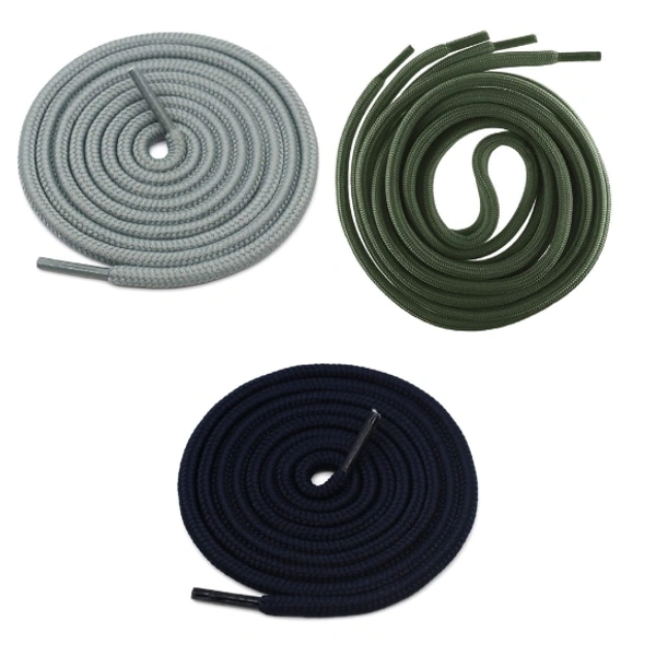 GRAH SANGRAH® 3 Pair (1 Pair Per Single Color) Shoelaces for Hiking Shoes, Walking Sneakers, Climbing, Work Boot, Running, Casual, Sport Shoes SL-17-20-27) - 120 cm, Grey_Navy Blue_Army Green