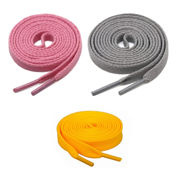 GRAH SANGRAH® 3 Pair (1 Pair Per Single Color) Flat Shoes lace for Athletic Running Sneakers Shoes Boot Strings (SL-311-312-313) - 120 cm, Yellow_Grey_Pink