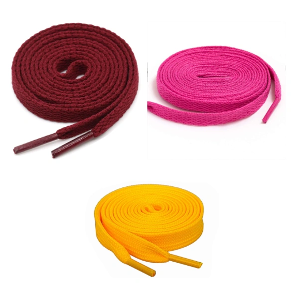 GRAH SANGRAH® 3 Pair (1 Pair Per Single Color) Flat Shoes lace for Athletic Running Sneakers Shoes Boot Strings (SL-311 315-320) - 120 cm , Maroon_Hot Pink_Yellow