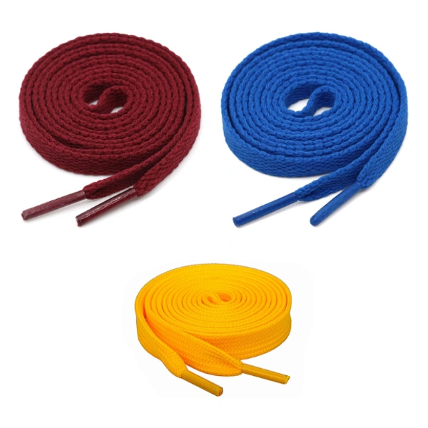 GRAH SANGRAH® 3 Pair (1 Pair Per Single Color) Flat Shoes lace for Athletic Running Sneakers Shoes Boot Strings (SL-311-317-320) - 120 cm, Maroon_Blue_Yellow