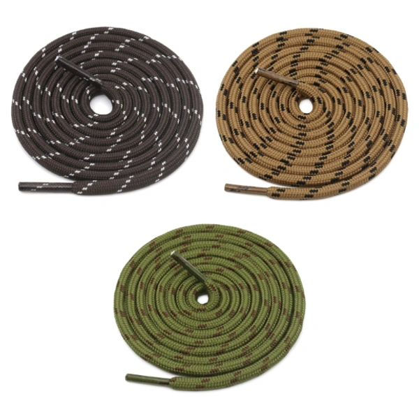 GRAH SANGRAH® 3 Pair (1 Pair Per Single Color) Shoelaces for Hiking Shoes, Walking Sneakers, Climbing, Work Boot, Running, Casual, Sport Shoes (SL-201-209-223) - 120 cm, Coffe White_Brown Black_Army Green Brown