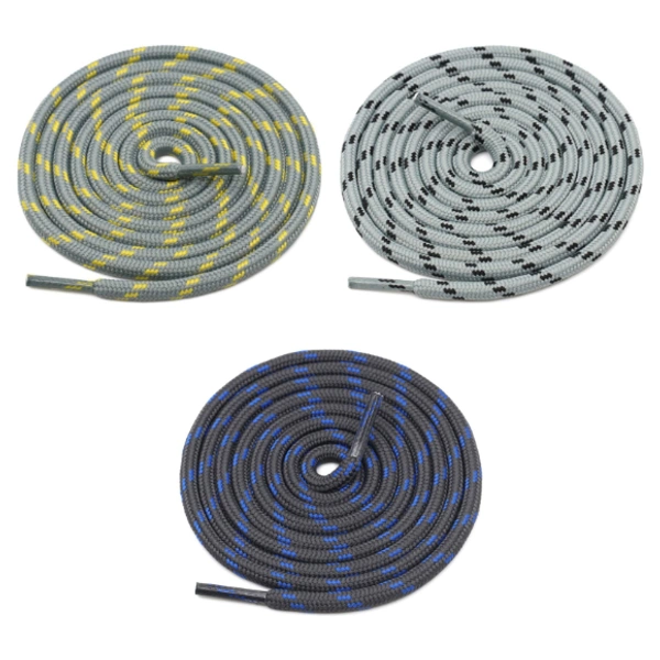 GRAH SANGRAH® 3 Pair (1 Pair Per Single Color) Shoelaces for Hiking Shoes, Walking Sneakers, Climbing, Work Boot, Running, Casual, Sport Shoes (SL-208-211-214) - 120 cm , Light Grey Yellow-Light Grey Black-Dark Grey Blue