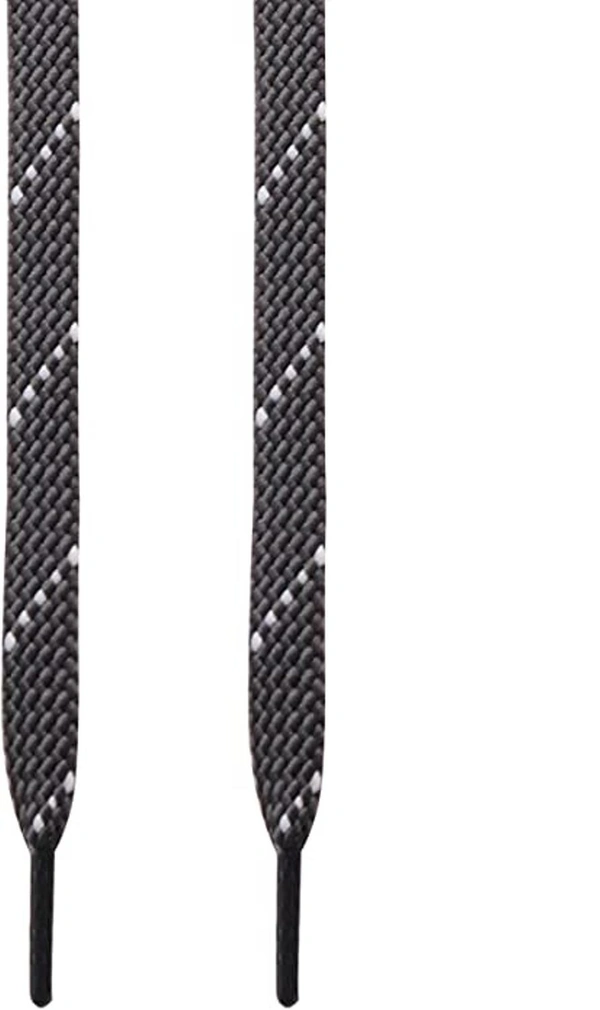 GRAH SANGRAH® (2 Pair) Fashion Flat Shoelaces For Athletic Casual Outdoor Hiking Sports Shoes Double Color Twill - 120 CM, Grey White