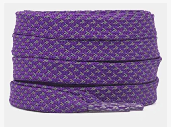 GRAH SANGRAH® (2 Pair) Reflevtive Flat Shoelaces For Unisex Casual Outdoor Hiking Sports Shoes - 120 Cm, Purple