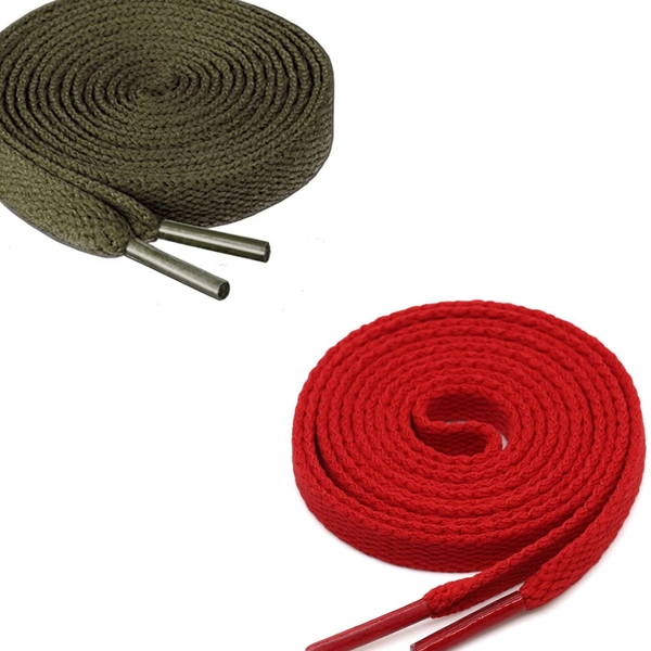 GRAH SANGRAH  GRAH SANGRAH® (2 Pair (1 Pair Per Single Color) Flat Unisex Shoelaces for Sport, Running Casual Shoes. - 120 Cm, Army Green-Red