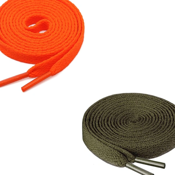 Grah Sangrah  GRAH SANGRAH® (2 Pair (1 Pair Per Single Color) Flat Unisex Shoelaces for Sport, Running Casual Shoes - Orange-Army Green, 120 Cm