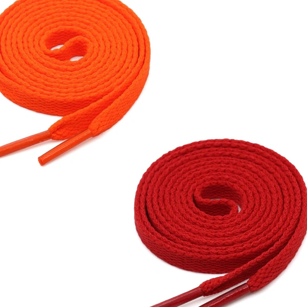 Grah Sangrah  GRAH SANGRAH® (2 Pair (1 Pair Per Single Color) Flat Unisex Shoelaces for Sport, Running Casual Shoes - Orange-Red, 120 Cm