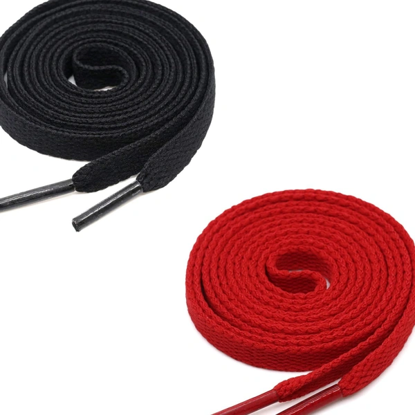 Grah Sangrah  GRAH SANGRAH® (2 Pair (1 Pair Per Single Color) Flat Unisex Shoelaces for Sport, Running Casual Shoes - Black-Red, 120 Cm