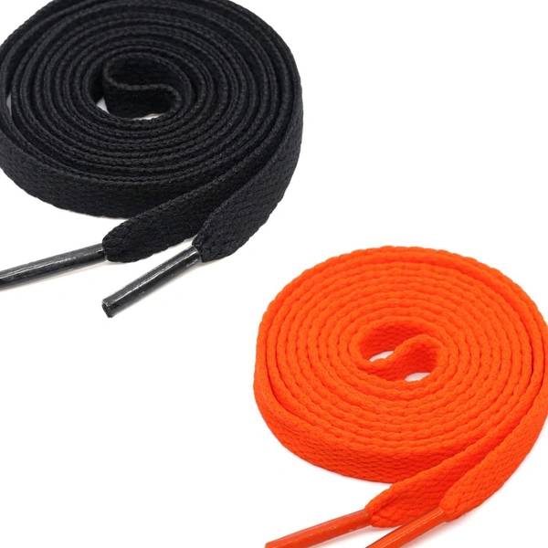 Grah Sangrah  GRAH SANGRAH® (2 Pair (1 Pair Per Single Color) Flat Unisex Shoelaces for Sport, Running Casual Shoes - Black-Orange, 120 Cm