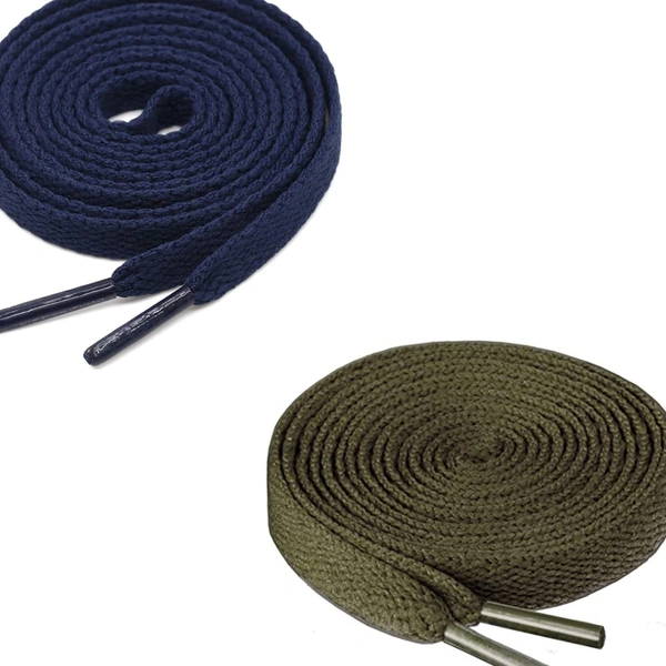 Grah Sangrah  GRAH SANGRAH® (2 Pair (1 Pair Per Single Color) Flat Unisex Shoelaces for Sport, Running Casual Shoes - 120 Cm, Navy Blue-Army Green