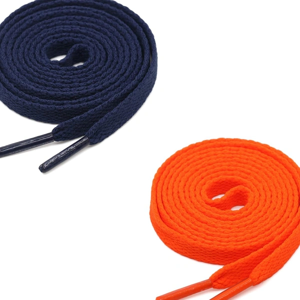 Grah Sangrah  GRAH SANGRAH® (2 Pair (1 Pair Per Single Color) Flat Unisex Shoelaces for Sport, Running Casual Shoes - Navy-Orange, 120 Cm