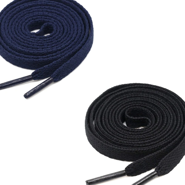 Grah Sangrah  GRAH SANGRAH® (2 Pair (1 Pair Per Single Color) Flat Unisex Shoelaces for Sport, Running Casual Shoes - Navy-Black, 120 Cm