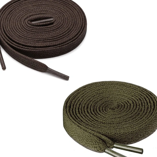 Grah Sangrah  GRAH SANGRAH® (2 Pair (1 Pair Per Single Color) Flat Unisex Shoelaces for Sport, Running Casual Shoes - Dark Brown-Army Green, 120 Cm