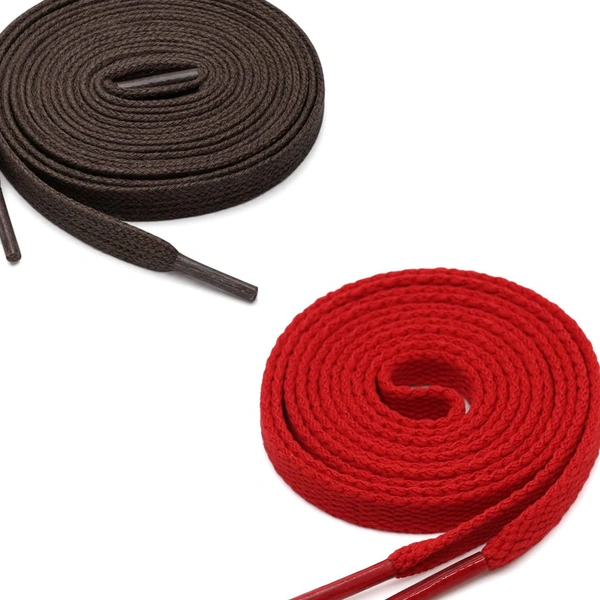 Grah Sangrah  GRAH SANGRAH® (2 Pair (1 Pair Per Single Color) Flat Unisex Shoelaces for Sport, Running Casual Shoes - 120 Cm, Dark Brown-Red
