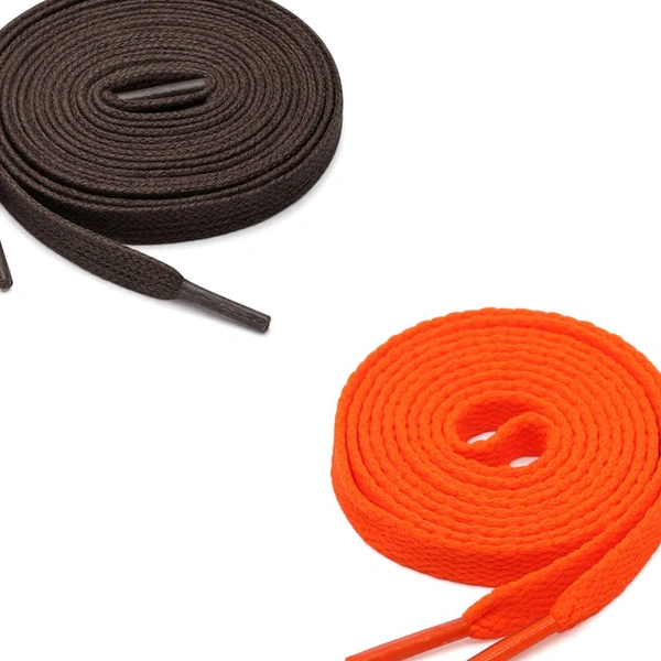 Grah Sangrah  GRAH SANGRAH® (2 Pair (1 Pair Per Single Color) Flat Unisex Shoelaces for Sport, Running Casual Shoes - Dark Brown-Orange, 120 Cm