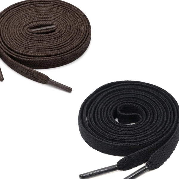 Grah Sangrah  GRAH SANGRAH® (2 Pair (1 Pair Per Single Color) Flat Unisex Shoelaces for Sport, Running Casual Shoes - Dark Brown-Black, 120 Cm