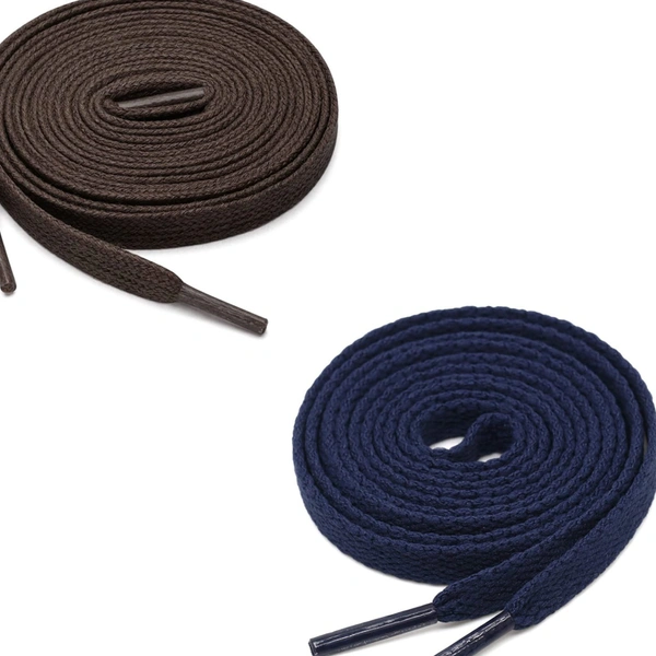 Grah Sangrah  GRAH SANGRAH® (2 Pair (1 Pair Per Single Color) Flat Unisex Shoelaces for Sport, Running Casual Shoes - Dark Brown-Navy Blue, 120 Cm