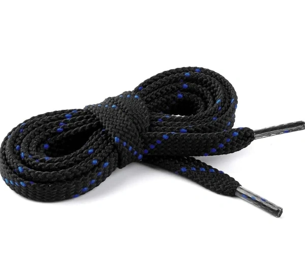 GRAH SANGRAH® (2 Pair) Flat Unisex Shoelaces Double Color Twill - Black Blue, 120 Cm