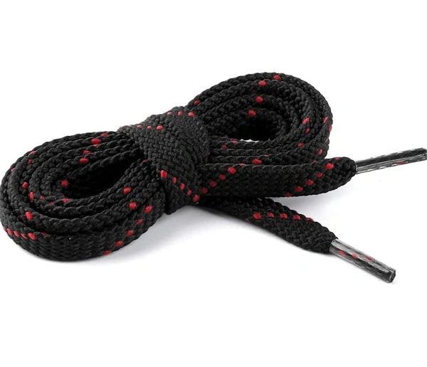 Grah Sangrah  GRAH SANGRAH® (2 Pair) Flat Unisex Shoelaces Double Color Twill - Black Red, 120 Cm