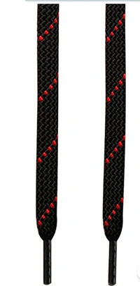 Grah Sangrah  GRAH SANGRAH® (2 Pair) Flat Unisex Shoelaces Double Color Twill - Black Red, 120 Cm