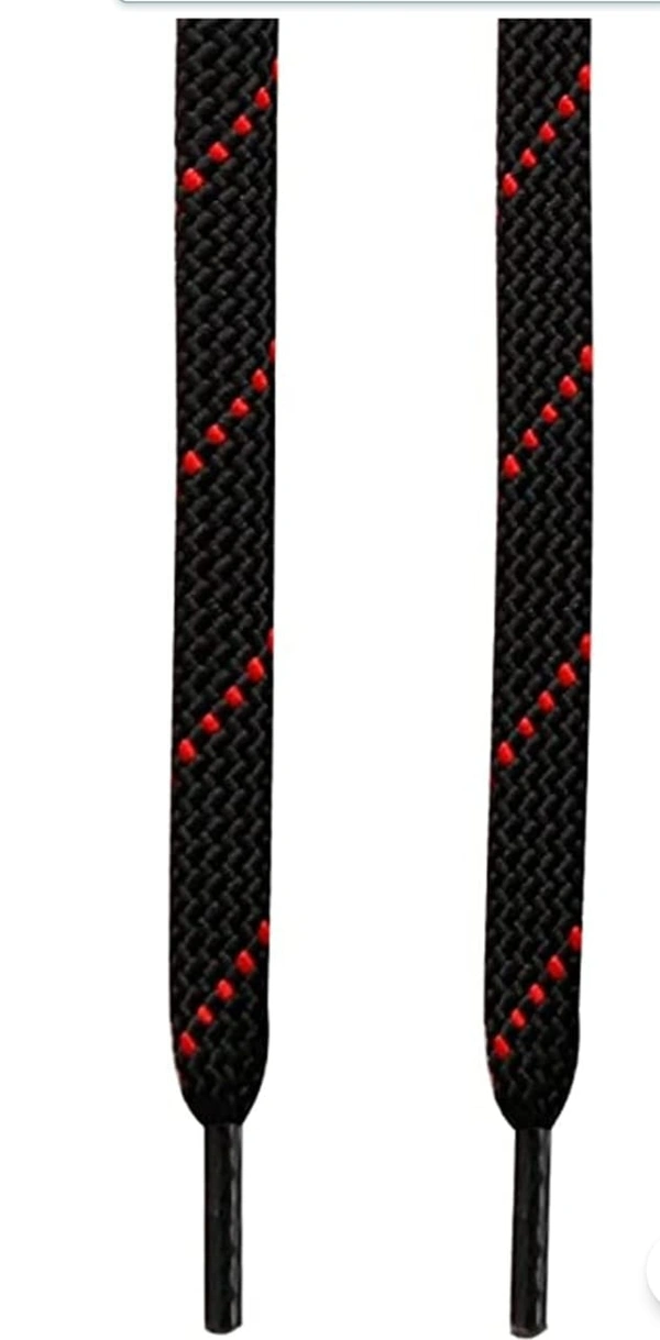 Grah Sangrah  GRAH SANGRAH® (2 Pair) Flat Unisex Shoelaces Double Color Twill - Black Red, 120 Cm