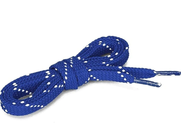 Grah Sangrah  GRAH SANGRAH® (2 Pair) Flat Unisex Shoelaces Double Color Twill - Blue White, 120 Cm