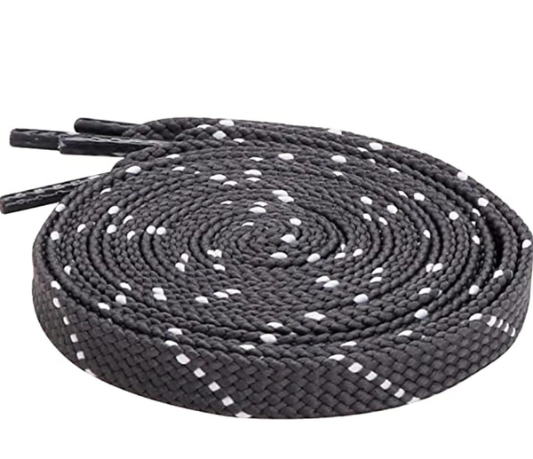 Grah Sangrah  GRAH SANGRAH® (2 Pair) Flat Unisex Shoelaces Double Color Twill - Grey White, 120 Cm