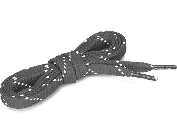 Grah Sangrah  GRAH SANGRAH® (2 Pair) Flat Unisex Shoelaces Double Color Twill - Grey White, 120 Cm
