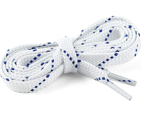 Grah Sangrah  GRAH SANGRAH® (2 Pair) Flat Unisex Shoelaces Double Color Twill - White Blue, 120 Cm