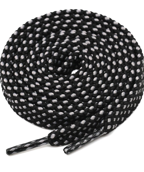 Grah Sangrah  GRAH SANGRAH® (2 Pair Flat Unisex Shoelaces for GYM, Sport, Running Casual Dots Colorful Twill Shoelaces - Black, 120 Cm