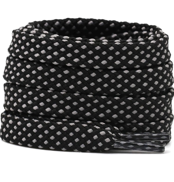 Grah Sangrah  GRAH SANGRAH® (2 Pair Flat Unisex Shoelaces for GYM, Sport, Running Casual Dots Colorful Twill Shoelaces - Black, 120 Cm