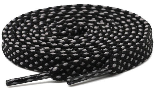 Grah Sangrah  GRAH SANGRAH® (2 Pair) [1 Pair Single Color] Flat Unisex Shoelaces for GYM, Sport, Running Casual Dots Colorful Twill Shoelaces - 120 Cm, Black-Red