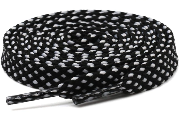 Grah Sangrah  GRAH SANGRAH® (2 Pair) [1 Pair Single Color] Flat Unisex Shoelaces for GYM, Sport, Running Casual Dots Colorful Twill Shoelaces - 120 Cm, Black-Blue