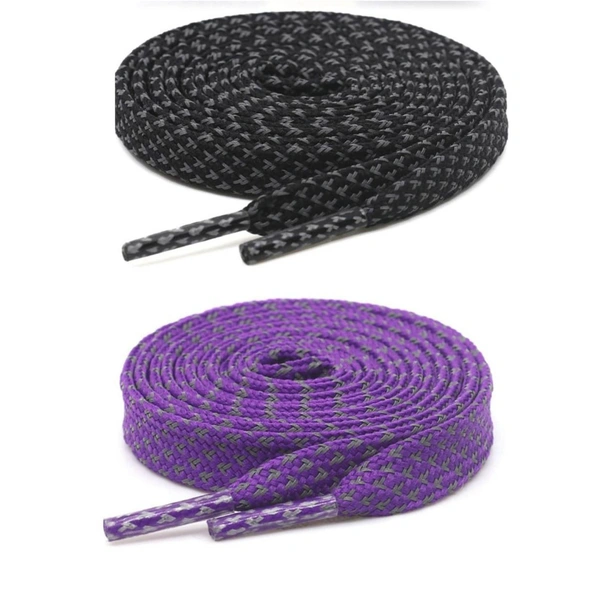 Grah Sangrah  GRAH SANGRAH® (2 Pair) [1 Pair Single Color] Reflective Flat Shoelaces For Unisex Casual, Outdoor Hiking Sports Shoes - 120 Cm
