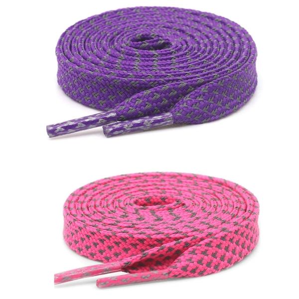 Grah Sangrah  GRAH SANGRAH® (2 Pair) [1 Pair Single Color] Reflective Flat Shoelaces For Unisex Casual, Outdoor Hiking Sports Shoes - 120 Cm
