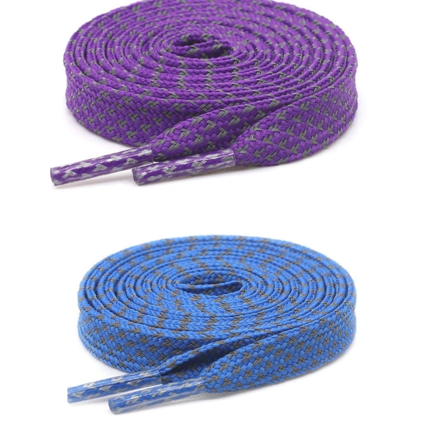 Grah Sangrah  GRAH SANGRAH® (2 Pair) [1 Pair Single Color] Reflective Flat Shoelaces For Unisex Casual, Outdoor Hiking Sports Shoes - 120 Cm