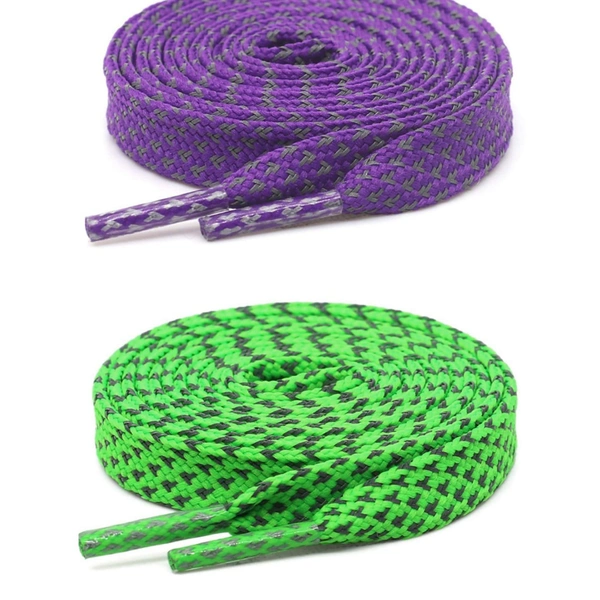 Grah Sangrah  GRAH SANGRAH® (2 Pair) [1 Pair Single Color] Reflective Flat Shoelaces For Unisex Casual, Outdoor Hiking Sports Shoes - 120 Cm