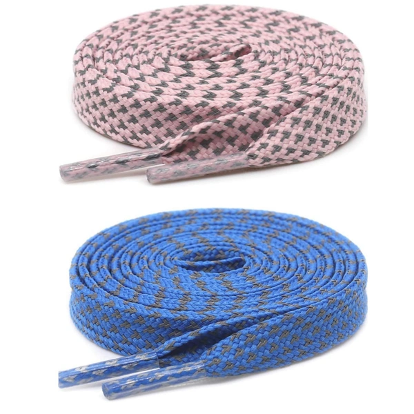 Grah Sangrah  GRAH SANGRAH® (2 Pair) [1 Pair Single Color] Reflective Flat Shoelaces For Unisex Casual, Outdoor Hiking Sports Shoes - 120 Cm