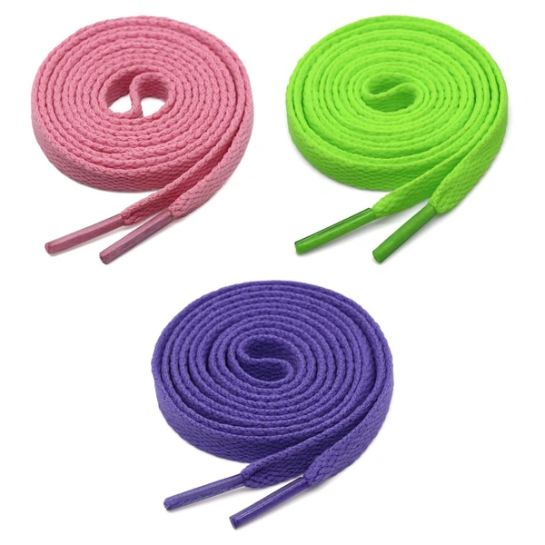 GRAH SANGRAH® 3 Pair (1 Pair Per Single Color) Flat Shoes lace for Athletic Running Sneakers Shoes Boot Strings - 120 Cm
