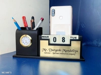 Catalog Name: *Pen stand*🔹Product ; Pen stand 4.0 Scope of name / Designation engraved🔹Comes with calendar date cubes , Organise pens , cards , mobile phone and stationary 🔹Material - Black MDFSize : 4*8 Inches🔹Dispatched on 3rd working day post payment*Price: ₹800 _*Free Shipping! _(good quality items, at wholesale prices) -    Black 