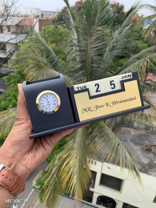 Catalog Name: *Pen stand*🔹Product ; Pen stand 4.0 Scope of name / Designation engraved🔹Comes with calendar date cubes , Organise pens , cards , mobile phone and stationary 🔹Material - Black MDFSize : 4*8 Inches🔹Dispatched on 3rd working day post payment*Price: ₹800 _*Free Shipping! _(good quality items, at wholesale prices) -    Black 