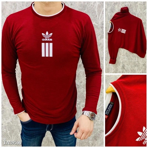 Tshirts**ADIDAS  ULTIMATE ARTICLE*😍*POPCORN FULL SLEEVE TSHIRT☺**CUSTOMER FULLY SATISFACTION😍👌**SHIRT - S(36)                M(38)                 L(40)                Xl(42)(All size standard)*COLOUR - 4**PRICE-300FREE SHIPING.*❤️🤝🏻❤️🥳*NO COLOUR FADE NO SHRINKAGE*😍Note- *best off personal use* - XL 