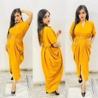 DHOTI DRESS*💜💜💜☘️Fabric : *IMPORTED❤‍🔥❤‍🔥* ☘️ - Multicolored, Free size Up To 36