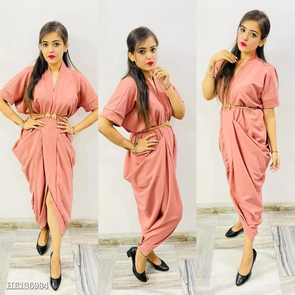 DHOTI DRESS*💜💜💜☘️Fabric : *IMPORTED❤‍🔥❤‍🔥* ☘️ - Multicolored, Free size Up To 36