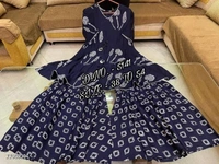 Heavy Rayon 14 Kg. best Quality Fabric Kurti (Length - 36”) With Dori & Tussels, Print Work, Full Flared + Rayon Fabric Flared Palazzo With Print Work** - Black, XXL