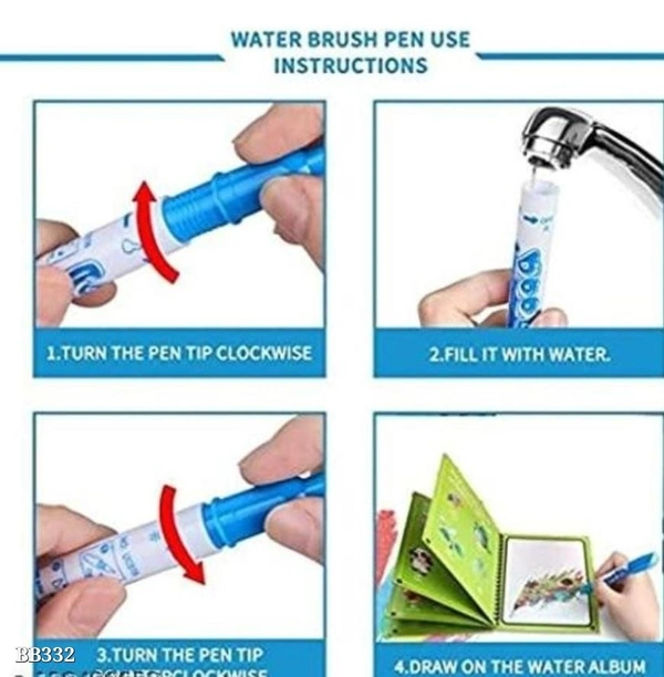 Magic Book  BBM Kid's Magic Water Coloring Books set of 2*Chunky-Size Water Pen for Kids - Random Design (2 Book )