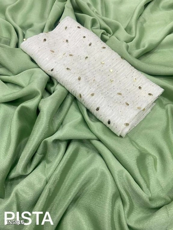 CHINON CHIFFON SAREE**Quality- soft Chinnon chiffon saree**Blouse - Crochett sequence embroidery Georgett blouse * - multicolored
