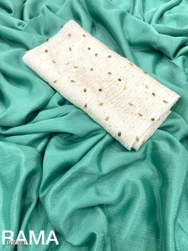 CHINON CHIFFON SAREE**Quality- soft Chinnon chiffon saree**Blouse - Crochett sequence embroidery Georgett blouse * - multicolored